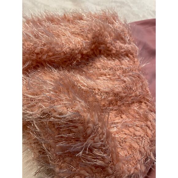 TCEC Faux Fur Blouse Pink Women's S Small Short Sleeve Solid Minimalist Boxy Top - Picture 4 of 9